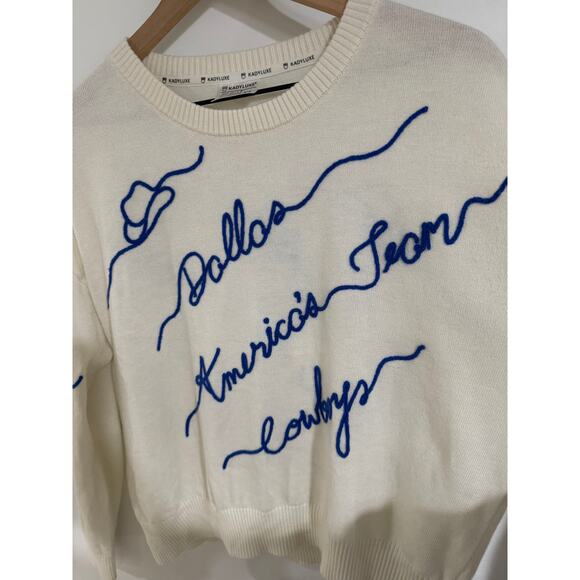 Kadyluxe Dallas Cowboys Love Letter Sweater WHT/BLU XL - Picture 6 of 7